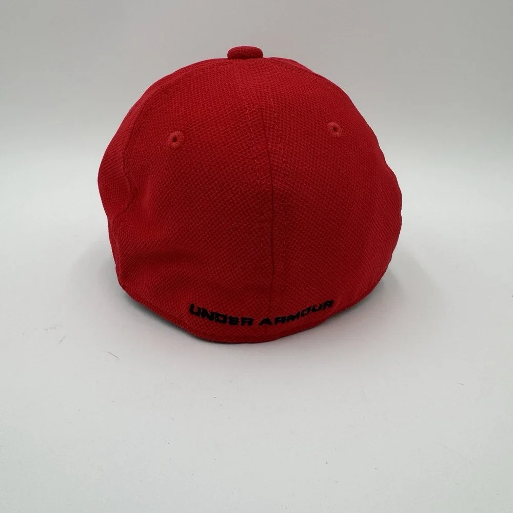 Under Armour Youth Red Baseball Cap Black Logo Hat 25UASFL02C Size S/P 1-3 Years
